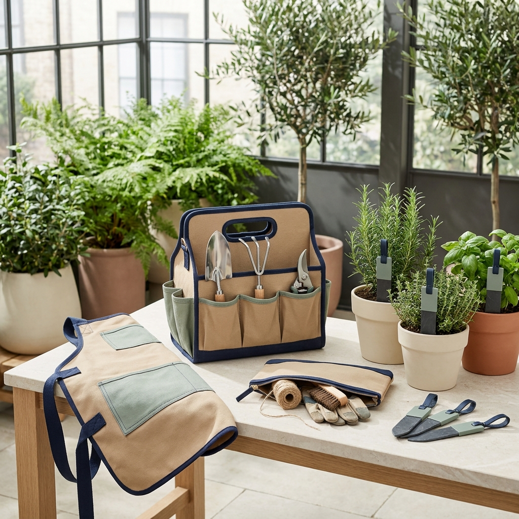 The Verdant Row Balcony Garden Set packed for a garden.