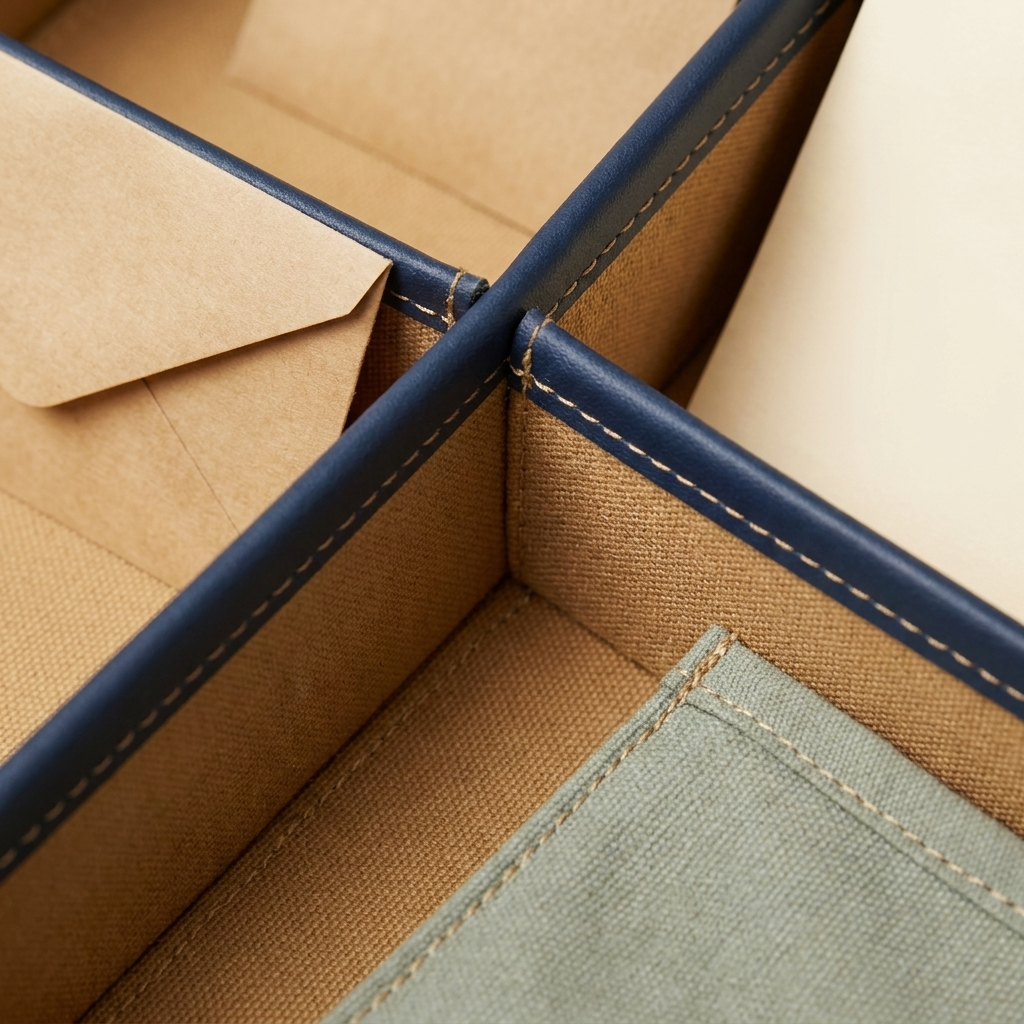 Interior dividers shown separating seed packets.